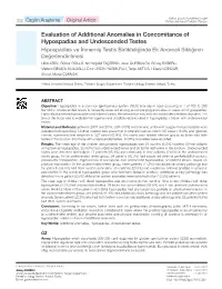 Evaluation of Additional Anomalies in Concomitance of Hypospadias And