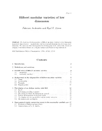 Hilbert Modular Varieties of Low Dimension