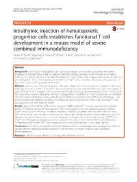 Intrathymic Injection of Hematopoietic Progenitor Cells Establishes Functional T Cell Development in a Mouse Model of Severe Combined Immunodeficiency Andrea Z