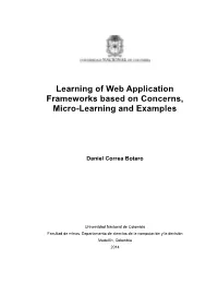Learning of Web Application Frameworks Based on Concerns, Micro-Learning and Examples