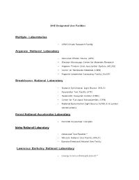 Multiple Laboratories Argonne National Laboratory Brookhaven