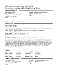 NEH Application Cover Sheet Infrastructure and Capacity Building
