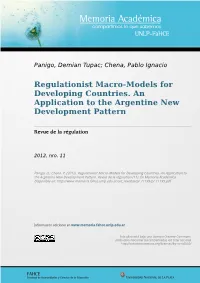 Regulationist Macro-Models for Developing Countries. an Application to the Argentine New Development Pattern