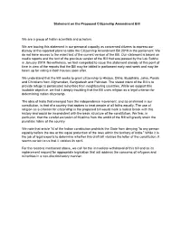 Statement on the Proposed Citizenship Amendment Bill We Are