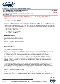 STEWARDS SUMMARY of JUDICIAL OUTCOMES Page | 1
