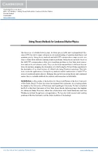 String Theory Methods for Condensed Matter Physics Horatiu Nastase Frontmatter More Information