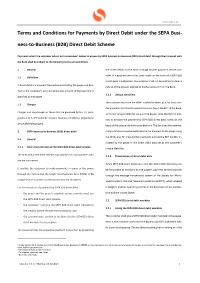 Terms and Conditions for Payments by Direct Debit Under the SEPA Busi- Ness-To-Business (B2B) Direct Debit Scheme
