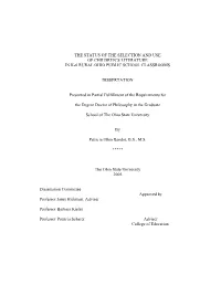 The Status of the Selection and Use of Children’S Literature in K-6 Rural Ohio Public School Classrooms