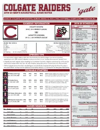 2019-20 Men's Basketball Game Notes