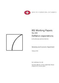 BIS Working Papers No 699 Deflation Expectations
