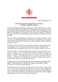 Friday 6Th September 2019 a Statement from The