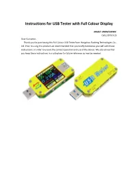 Instructions for USB Tester with Full Colour Display