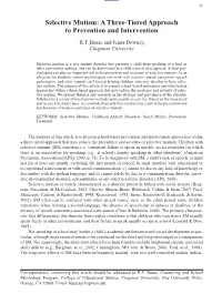 Selective Mutism: a Three-Tiered Approach to Prevention and Intervention