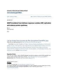SENP3-Mediated Host Defense Response Contains HBV Replication and Restores Protein Synthesis