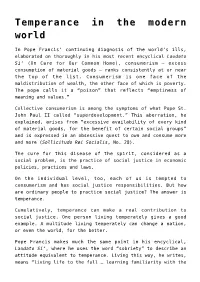 Temperance in the Modern World