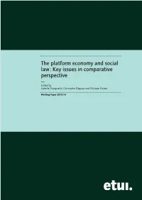 The Platform Economy and Social Law : Key Issues in Comparative Perspective — Edited by Isabelle Daugareilh, Christophe Degryse and Philippe Pochet