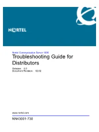 Troubleshooting Guide for Distributors Release: 6.0 Document Revision: 02.02