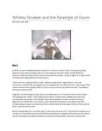 Whitley Strieber and the Paradigm of Doom by Dream’S End, 2007