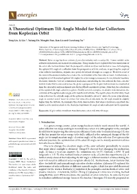 A Theoretical Optimum Tilt Angle Model for Solar Collectors from Keplerian Orbit