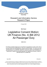 Assembly Research and Information Service Paper 27Th April 2012