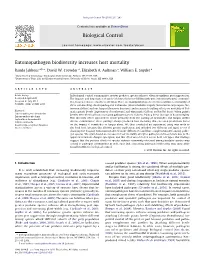 Entomopathogen Biodiversity Increases Host Mortality ⇑ Randa Jabbour A,B, , David W