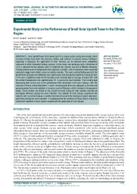 Experimental Study on the Performance of Small Solar Updraft Tower in the Climate Region M.N.A