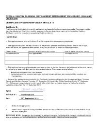 Order 2010 Certificate of Ownership Under