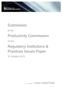 Submission Productivity Commission Regulatory Institutions & Practices