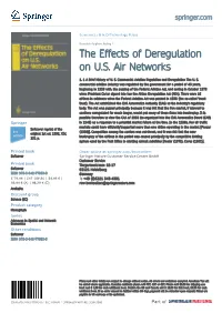 The Effects of Deregulation on U.S. Air Networks