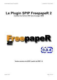 Le Plugin SPIP Freepaper 2 Visualiser Les Fichiers PDF Dans Les Pages WEB