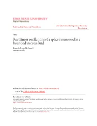 Rectilinear Oscillations of a Sphere Immersed in a Bounded Viscous Fluid Kenneth George Mcconnell Iowa State University