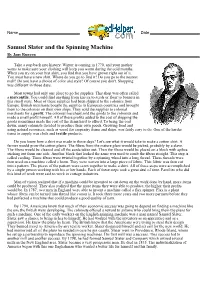 Samuel Slater and the Spinning Machine by Jane Runyon