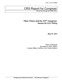 Tibet, China, and the 107Th Congress: Issues for U.S. Policy