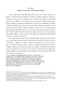1 Enrico Berti Aristotle's Nous Poiêtikos: Another Modest Proposal the Title of This Speech Deliberately Refers to the Articl
