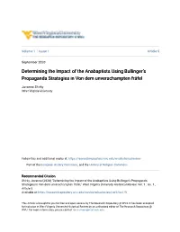 Determining the Impact of the Anabaptists Using Bullinger's