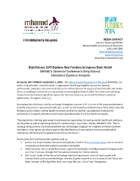 FOR IMMEDIATE RELEASE Brainfutures 2015 Explores New