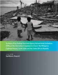 Synthesis of Key Findings from Inter-Agency Humanitarian Evaluations