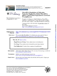 T Lymphocytes Mrna, and Protein Expression in Activated Networks