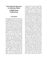 Three Special Sessions on Quantum Radar at IEEE Radar Conferences