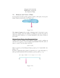 7.6 Moments and Center of Mass in This Section We Want to ﬁnd a Point on Which a Thin Plate of Any Given Shape Balances Horizontally As in Figure 7.6.1