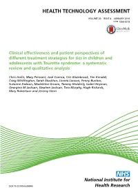 Clinical Effectiveness and Patient Perspectives of Different Treatment Strategies for Tics in Children and Adolescents with Tour