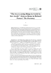 Form As Theme in Richard Powers' the Overstory