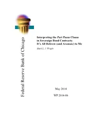 Interpreting the Pari Passu Clause in Sovereign Bond Contracts: It’S All Hebrew (And Aramaic) to Me