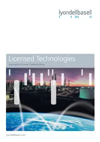 Licensed Technologies Innovative | Proven | Value-Adding
