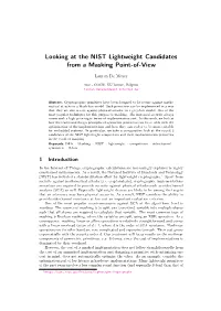 Looking at the NIST Lightweight Candidates from a Masking Point-Of-View