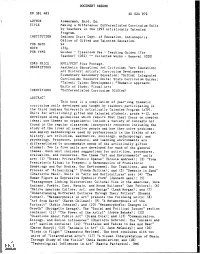 Making a Difference: Differentiated Curriculum Units by Teachers in the 1993 Artistically Talented Program