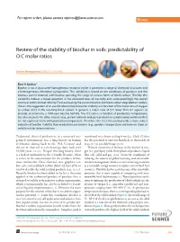Review of the Stability of Biochar in Soils: Predictability of O:C Molar Ratios