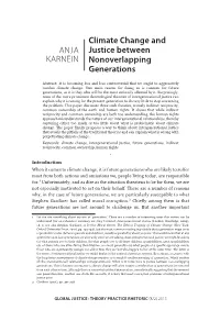Climate Change and Justice Between Nonoverlapping Generations ANJA