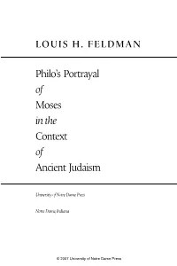 Philo's Portrayal of Moses in the Context of Ancient Judaism