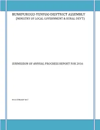 Submission of Annual Progress Report for 2016